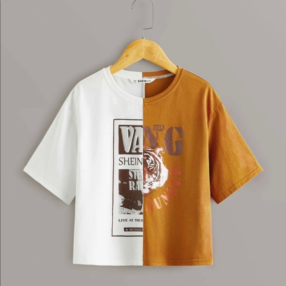 Two Tone Graphic Tee SHEIN